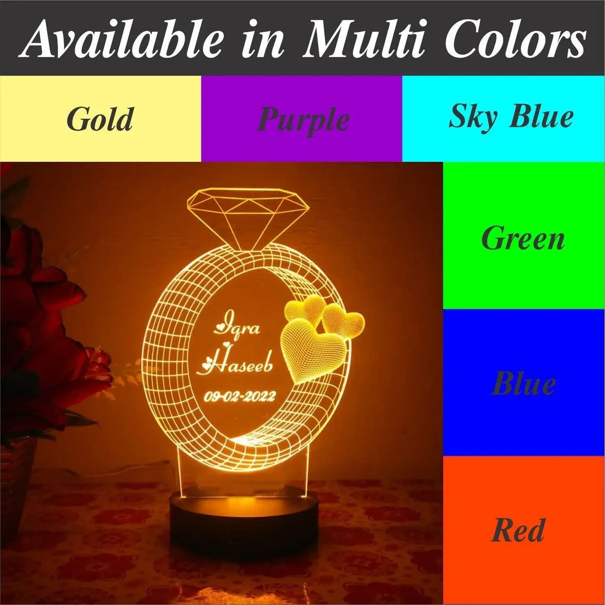 Customized 3d Illusion Ring Shap Couple Lamp | NL08 Gifts Creator