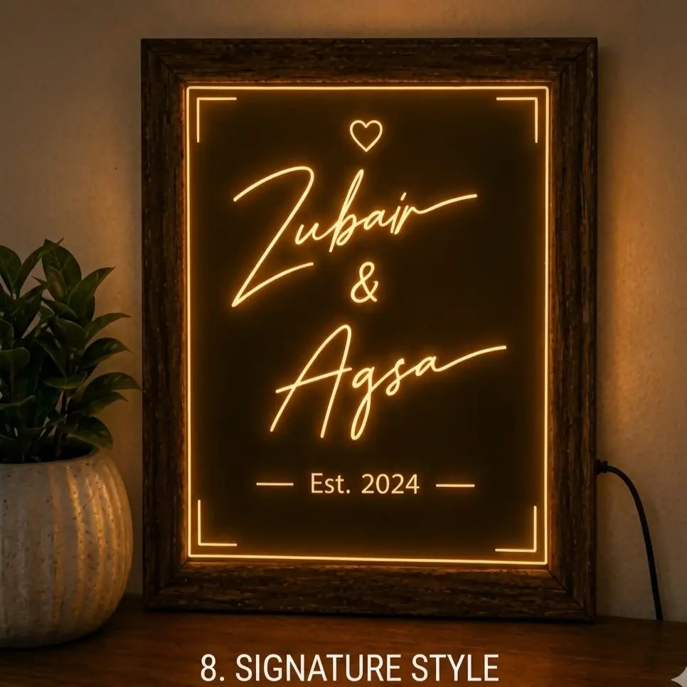 Signature Style 3d customized Name Lamp Frame for Table and wall | Always & Forever Edition | NL08 Gifts Creator