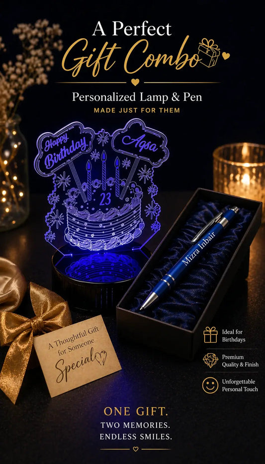 Custom 3D LED Name Lamp + Free Name Pen Personalized Gift Combo Gifts Creator
