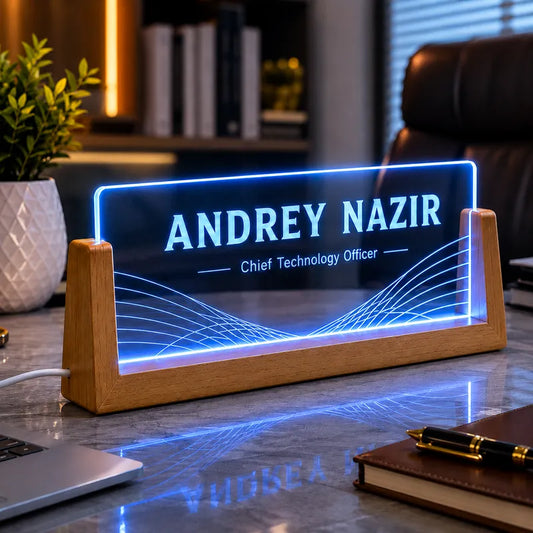 Personalized LED Acrylic Name Office Table Lamp | USB Powered Plugin | NL62 Blue