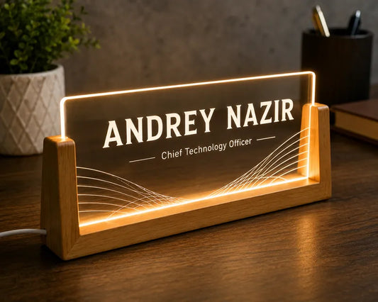 Personalized LED Acrylic Name Office Table Lamp | USB Powered Plugin | NL62