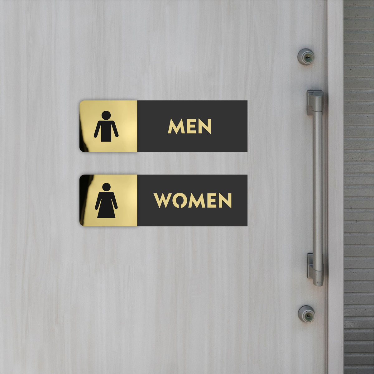 Luxury Acrylic Washroom Signs — Men & Women Set (Gold & Black) NL69
