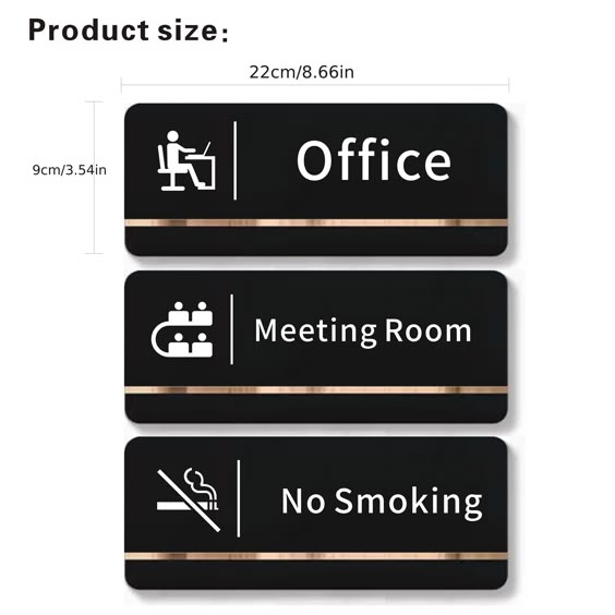 Acrylic Office Door Signs — Office / Meeting Room / No Smoking