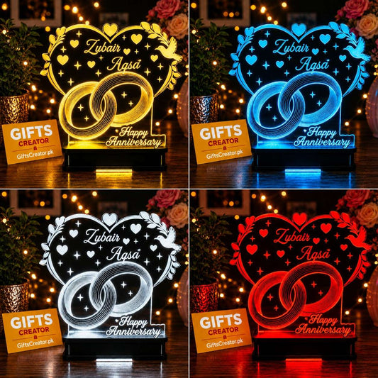 Customized Name 3d Illusion Couple Name Lamps | NL15 Gifts Creator
