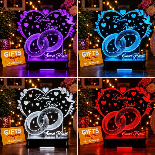 Customized 3d Illusion Couple Name Lamp | NL12 Gifts Creator