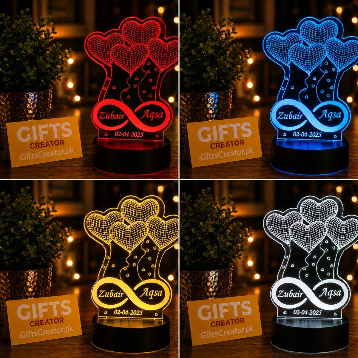 Customize 3d illusion Couple Name Table Lamp | NL23 Gifts Creator