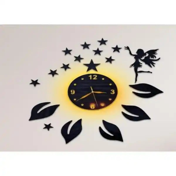 Leaf and Star Wooden 3D Wall Clock | C22 Gifts Creator