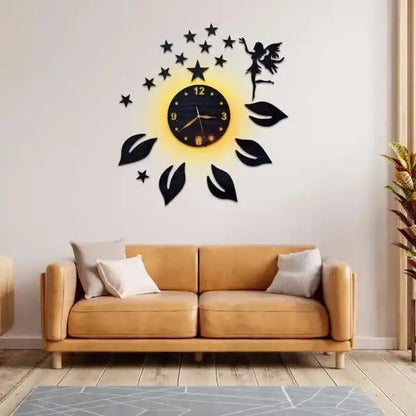 Leaf and Star Wooden 3D Wall Clock | C22 Gifts Creator