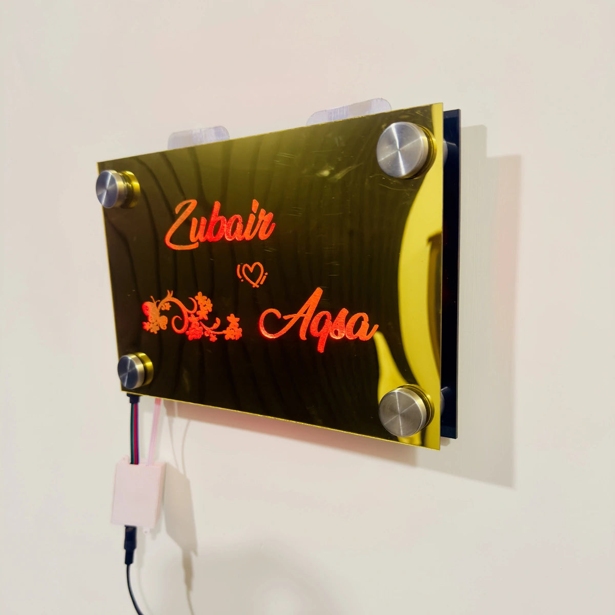 Customized Name RGB Golden Acrylic Wall Light for Birthday & Wedding Room I RGB 3 Gifts Creator