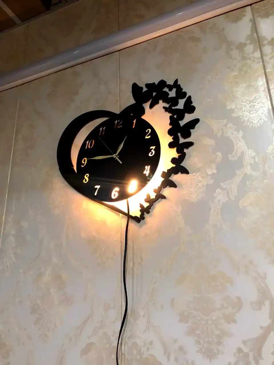 Heart Wooden Clock Butterfly Style | C10 Gifts Creator