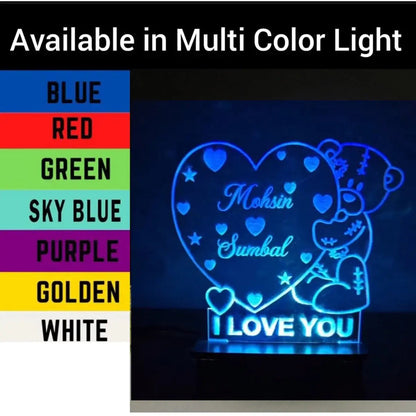 Customized 3D Illusion Bear Couple Name Lamp | NL05 Gifts Creator