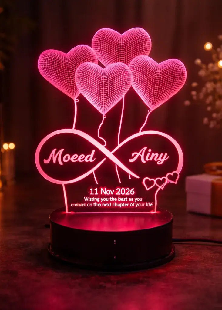 Customized Name 3D Illusion Lamp | Artistic Personalized LED Night Light Gift Gifts Creator