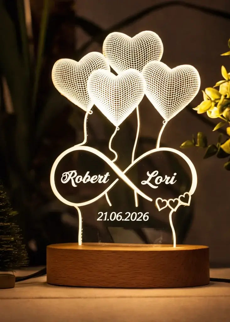 Customized Name 3D Illusion Lamp | Artistic Personalized LED Night Light Gift Gifts Creator