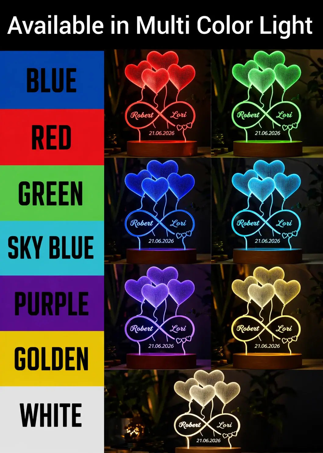 Customized Name 3D Illusion Lamp | Artistic Personalized LED Night Light Gift Gifts Creator