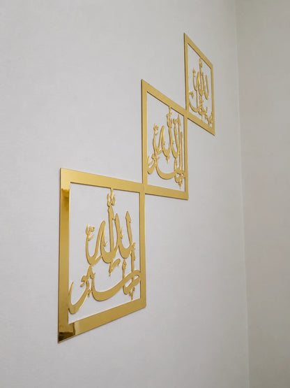Premium Tasbeeh Calligraphy Wall Art 3 pcs Set Gifts Creator