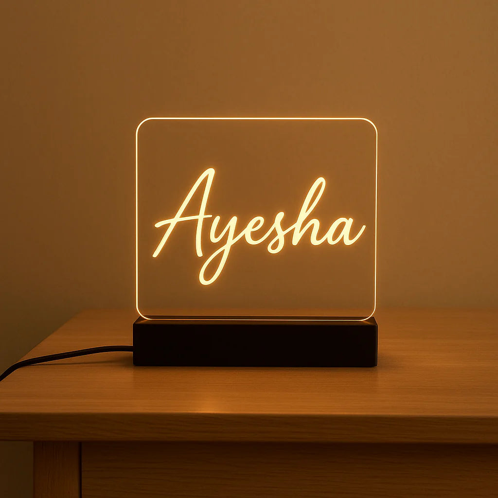 Custom LED Acrylic Name Lamp Personalized Gift with Warm Glow & Wooden Base I GF01 Gifts Creator