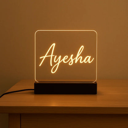Custom LED Acrylic Name Lamp Personalized Gift with Warm Glow & Wooden Base I GF01 Gifts Creator