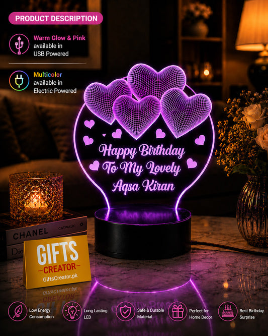 Customized Name 3D Illusion Lamp | Personalized LED Night Light Gift | NL01