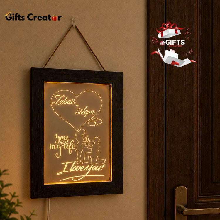 Personalized LED Couple Name Lamp – USB Powered | 7x9 Inches