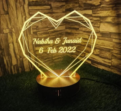 Heart Shaped 3D Illusion Lamp (NL46) Gifts Creator