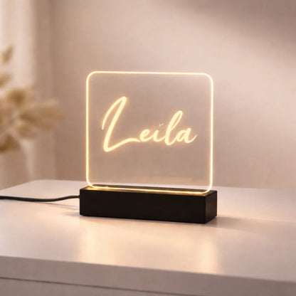 Custom LED Acrylic Name Lamp Personalized Gift with Warm Glow & Wooden Base I GF01 Gifts Creator