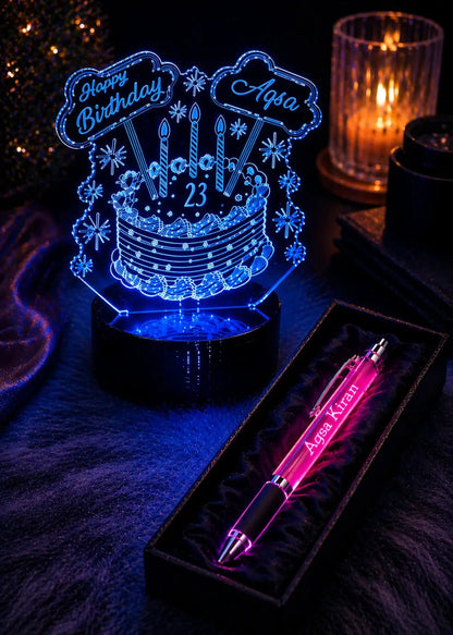 Custom 3D LED Name Lamp + Free RGB Name Pen Personalized Gift Combo Gifts Creator