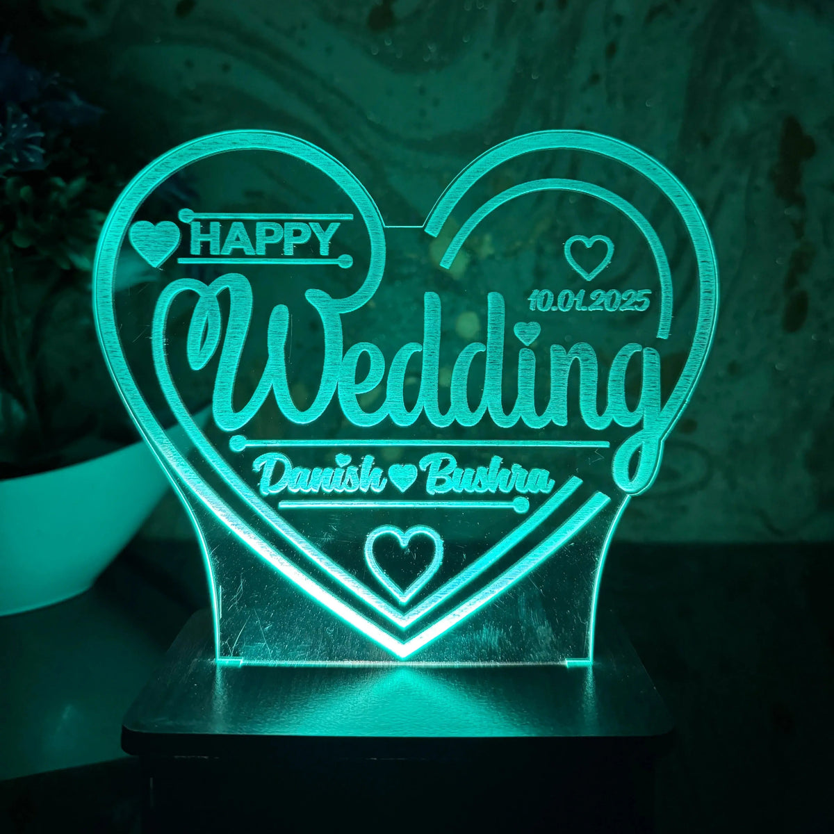 Wedding Heart ,Anniversary Heart, Birthday Heart 3d Customized Name Lamp| NL39 Gifts Creator