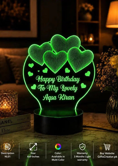 Customized Name 3D Illusion Lamp | Personalized LED Night Light Gift Gifts Creator