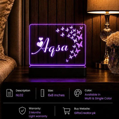 Butterfly Customized 3D Name Illusion Lamp | NL02 Gifts Creator