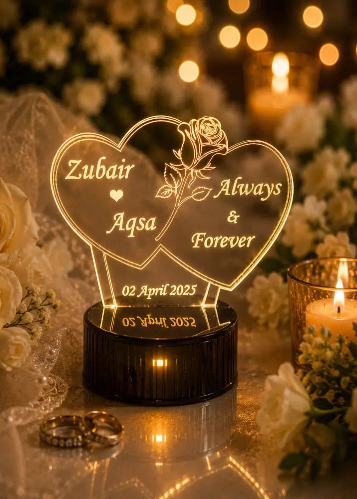 Customized 3D Illusion Couple Lamp NL09 Interlocking Rings | NL09 Gifts Creator