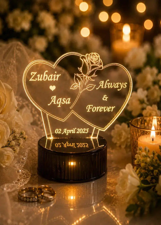 Customized 3D Illusion Couple Lamp NL09 Interlocking Rings | NL09 Gifts Creator