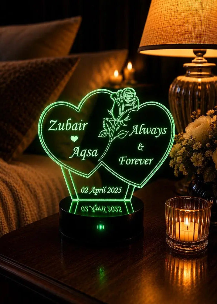 Customized 3D Illusion Couple Lamp NL09 Interlocking Rings | NL09 Gifts Creator