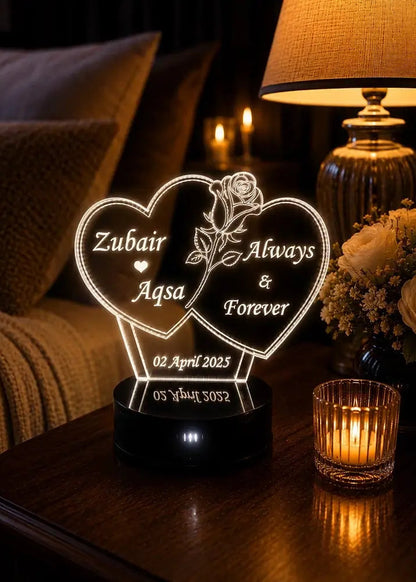 Customized 3D Illusion Couple Lamp NL09 Interlocking Rings | NL09 Gifts Creator