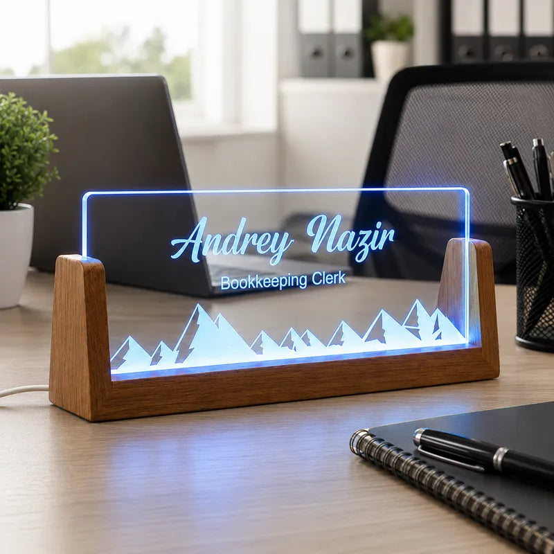 Personalized LED Acrylic Name Office Table Lamp | USB Powered  | NL61 Blue