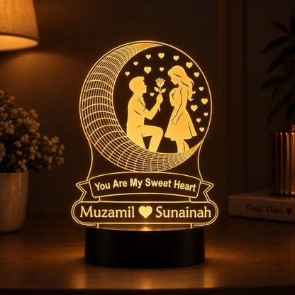 3D Illusion Couple Night Lamp | Customized Name & Message Acrylic Lamp NL77