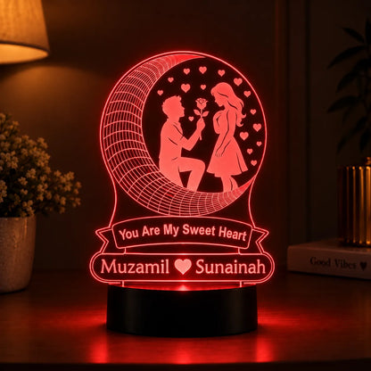 3D Illusion Couple Night Lamp | Customized Name & Message Acrylic Lamp NL77