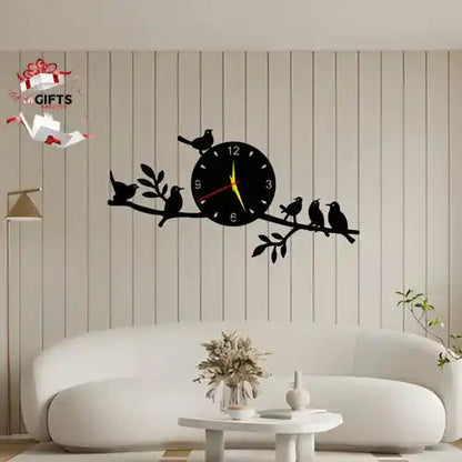 Wall clock 3d for drawing room birds on tree | C3 Gifts Creator