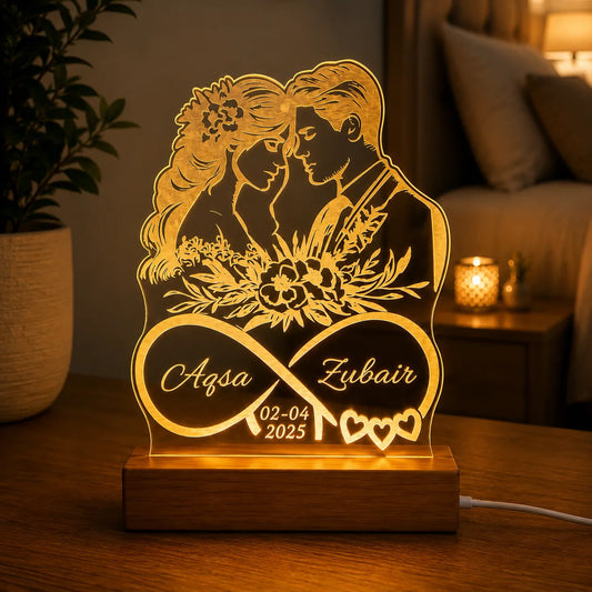 Customize Name 3d illusion Couple Table Lamp | NL42