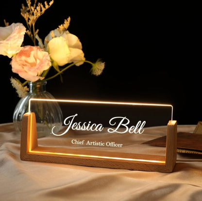 Personalized LED Acrylic Name Office Table Lamp | USB Powered Plugin | NL63