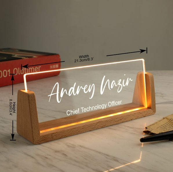 Personalized LED Acrylic Name Office Table Lamp | USB Powered Plugin | NL63