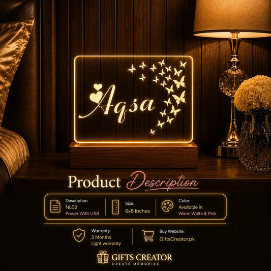 Butterfly Customized 3D Name Illusion Lamp | NL02