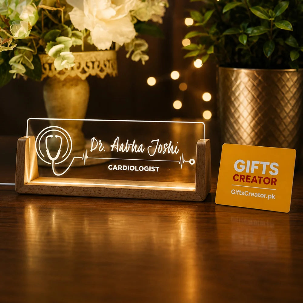 Personalized Modern Acrylic Office Desk Lamp with your Name  | NL67