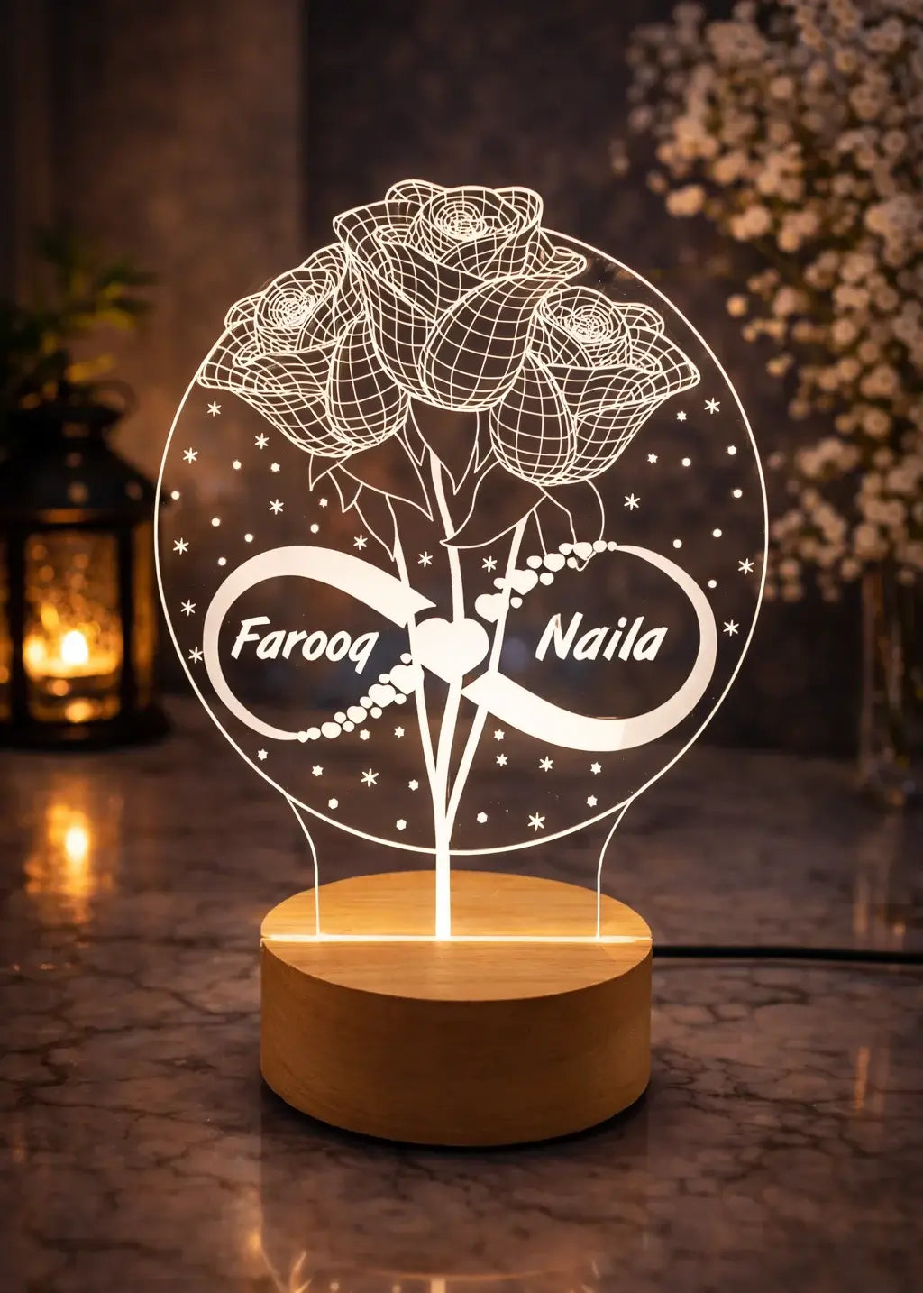 Customized Couple Name 3D Illusion Lamp | Personalized LED Night Light Gift Gifts Creator