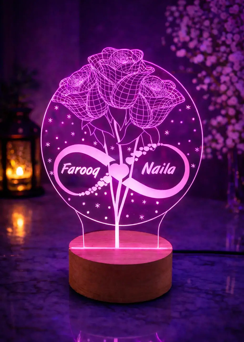 Customized Couple Name 3D Illusion Lamp | Personalized LED Night Light Gift Gifts Creator