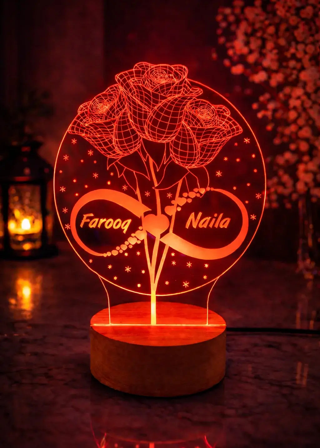 Customized Couple Name 3D Illusion Lamp | Personalized LED Night Light Gift Gifts Creator