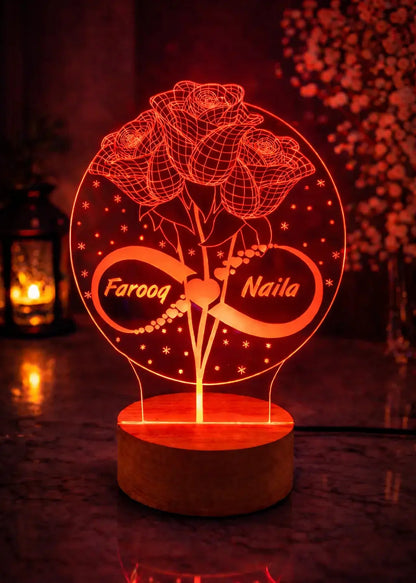Customized Couple Name 3D Illusion Lamp | Personalized LED Night Light Gift Gifts Creator