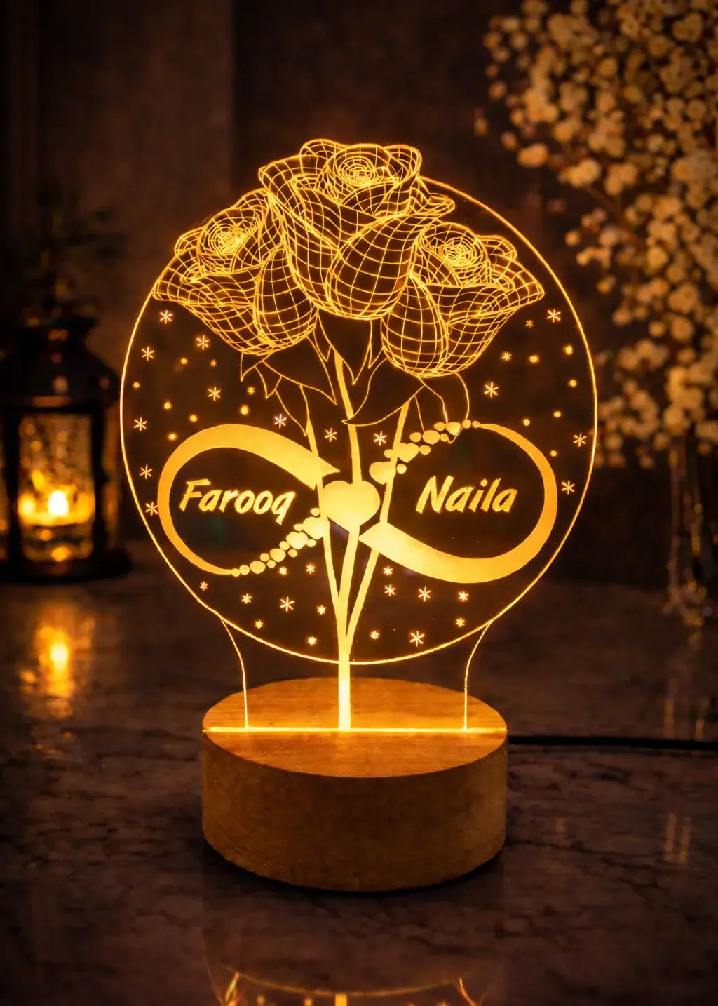 Customized Couple Name 3D Illusion Lamp | Personalized LED Night Light Gift Gifts Creator
