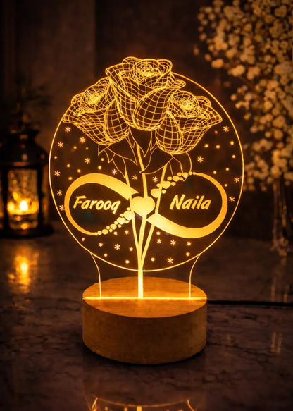 Customized Couple Name 3D Illusion Lamp | Personalized LED Night Light Gift Gifts Creator