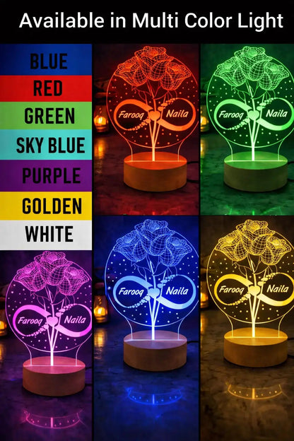Customized Couple Name 3D Illusion Lamp | Personalized LED Night Light Gift Gifts Creator