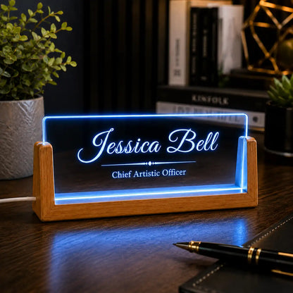 Personalized LED Acrylic Name Office Table Lamp | USB Powered Plugin | NL63